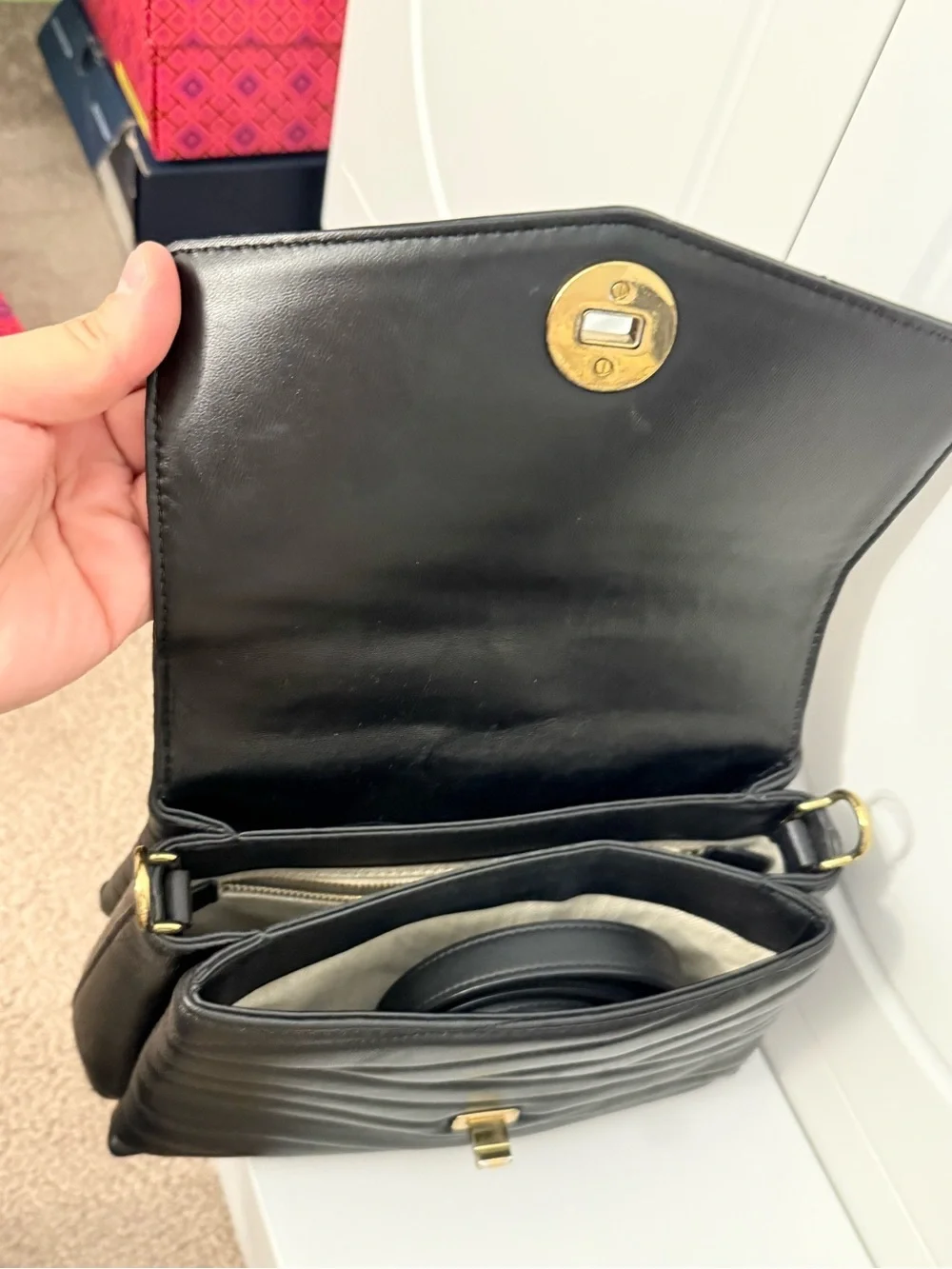 Tory Burch Kira Black Quilted Top-Handle and Crossbody Women's Bag